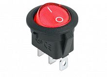 Выключатель клавишный круглый Rexant 250V 6А (3с) ON-OFF красный с подсветкой картинка